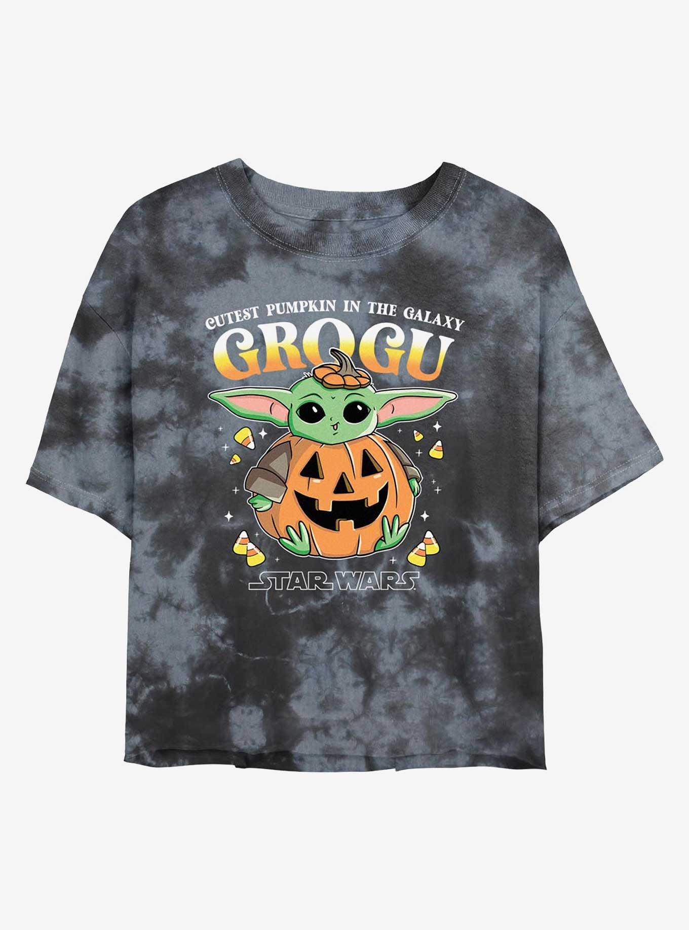 Star Wars The Mandalorian Pumpkin Grogu Tie-Dye Girls Crop T-Shirt, , hi-res