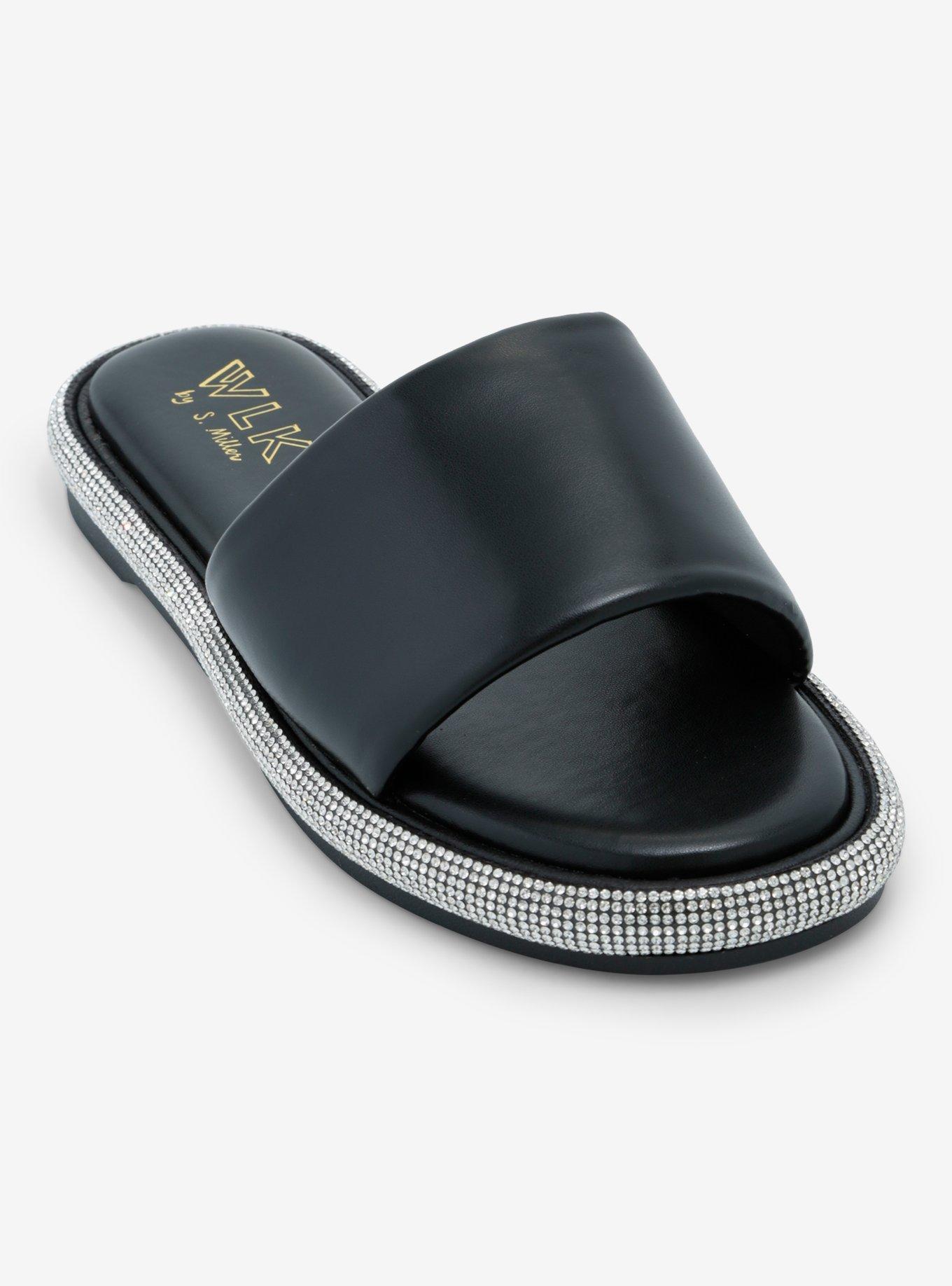 WLK By S. Miller Dorothy Black Rhinestone Slides, , hi-res